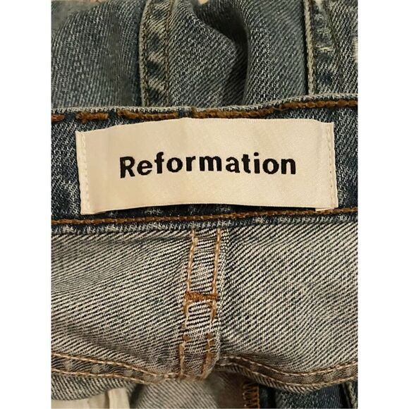 Reformation High Waisted Julia Jean Distressed  Antigua wash Size 26 Denim Boho - Picture 7 of 7